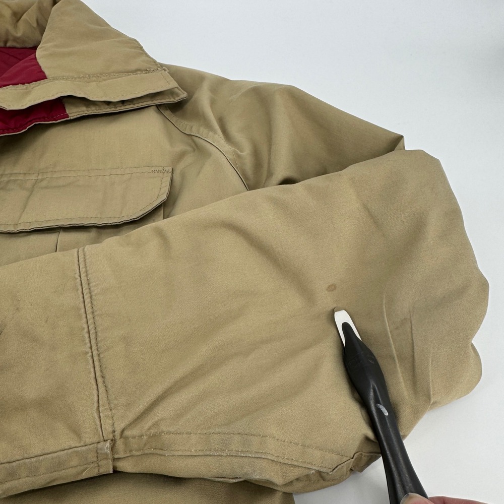 Vintage Woolrich Timber Jacket Mens Large Tan Field Insulated Coat Lined Outdoor - Picture 4 of 14